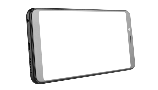 Black smartphone with blank screen, cut out