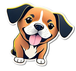 Cute dog animal stickers on white transparent background generative Ai