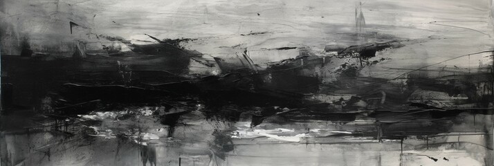 Trace in the infinity + fine gritty texture + greyscale + abstract + stark brushstrokes. AI generative