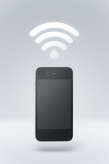 Wifi symbol and mobile phone.