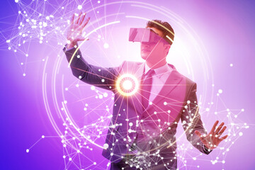 Metaverse concept with man and virtual reality glasses