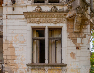 Fototapeta na wymiar Desolate Remnants Abandoned Serbian Manor Forgotten Relics: Deserted Serbian Mansion Abandoned Echoes: Serbian Estate in Ruins