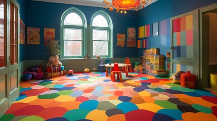 Kids playroom colorful positive. Al generated