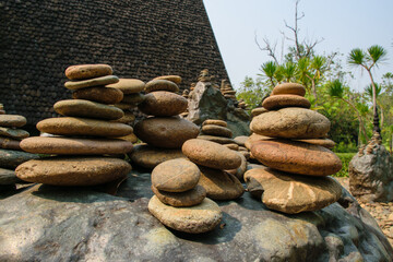 Symbolic scales of stones. Concept of life balance and harmony.