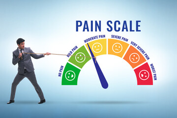 Concept of pain scale from moderate to strong