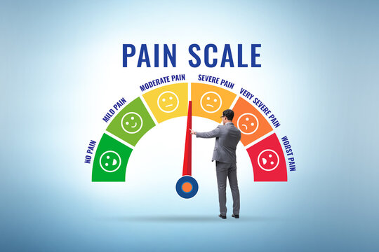 Concept of pain scale from moderate to strong