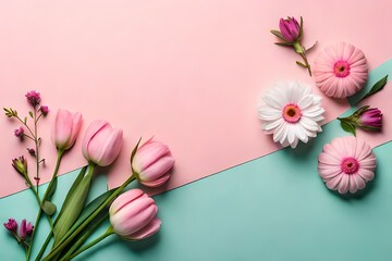 Spring Sensation: Copy Space Mockup with Pink Flower Frame