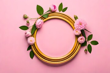 Pink Petals: Spring Flower Frame Mockup on Palette Pink