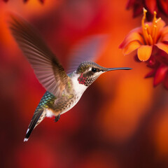 Fototapeta na wymiar Kolibri vor einer Blume
