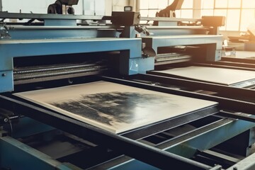 printing press creating an image on paper. Generative AI - obrazy, fototapety, plakaty