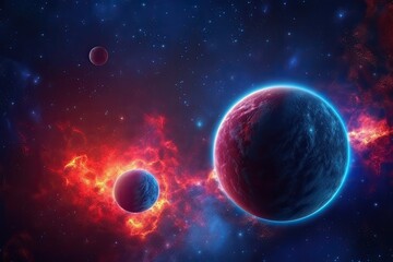 Fototapeta na wymiar two planets in a mesmerizing star field. Generative AI