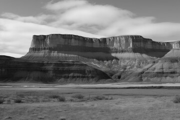 majestic mountain range in black and white. Generative AI