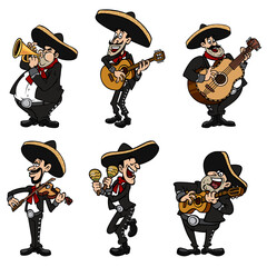 cartoon el mariachi orchestra character png isolate transparent