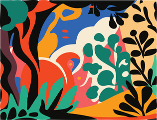 Beautiful hand drawn vector illustration background of floral nature shapes.