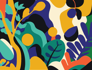 Naklejka premium Beautiful hand drawn vector illustration background of floral nature shapes.