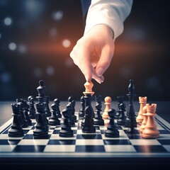 Leadership strategy or strategic planning, as well as human resource risk management, Hand choose king chess fight game concept of challenge. generative ai