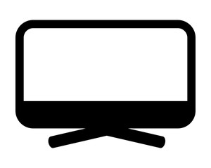 simple icon vector computer monitor or lsd tv, isolated on white