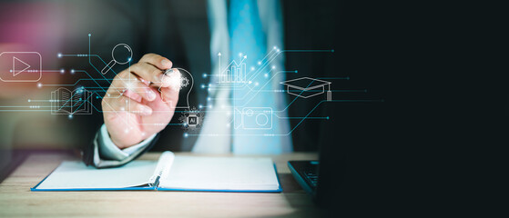Webinar E-learning Training Business Internet Technology Concept. webinar online, education on...