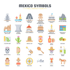 Fototapeta na wymiar Mexico Elements , Thin Line and Pixel Perfect Icons
