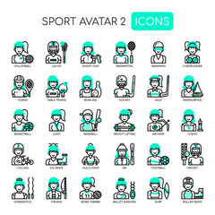 Sportgirl Avatars , Thin Line and Pixel Perfect Icons