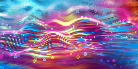 3d render, abstract background with glowing neon lines, fun colorful wallpaper