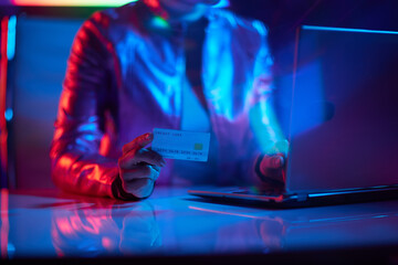 Closeup on woman with laptop