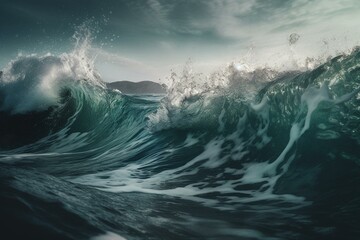 Abstract ocean waves artwork. Generative AI