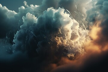3D rendered illustration of translucent clouds. Generative AI