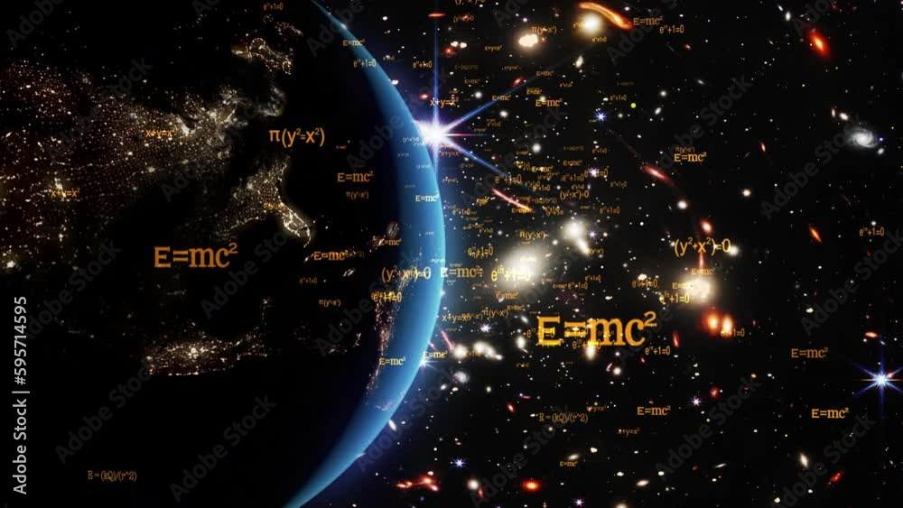 Poster space background with science formulas