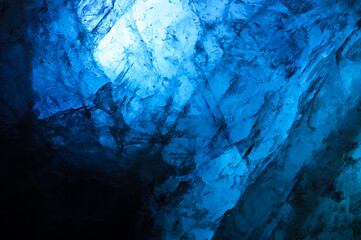 Blue rough fluorite. macro detail texture background. close-up raw rough unpolished semi-precious gemstone