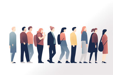 Fototapeta premium Exploring the Culture and Psychology of Standing in Line AI Generated