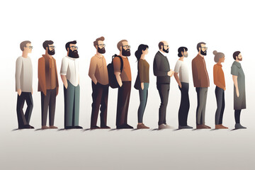 Obraz premium Exploring the Culture and Psychology of Standing in Line AI Generated