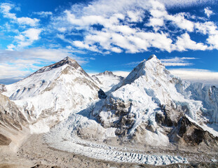 Mount Everest, Lhotse and Nuptse - obrazy, fototapety, plakaty