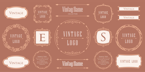 ビンテージフレーム。デザインテンプレート。ゴージャスな額のセット。