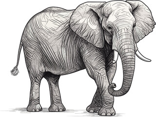 Majestic African Elephant, Transparent Vector Graphic