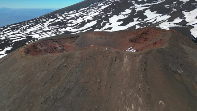 Volcano Etna eruption Aerial 4K drone View, South Eastern Crater Sicily Italy