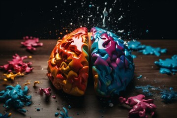 Colorful ADHD brain puzzle. Generative AI