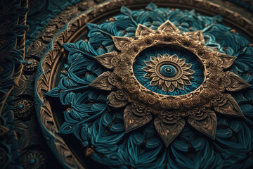 Fototapeta premium Copper Mandala 3D Abstract Background