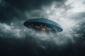 Fototapeta na wymiar Unidentified flying object in turbulent weather. Generative AI