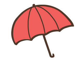 かわいい赤い傘アンブレラ／手描きイラスト素材