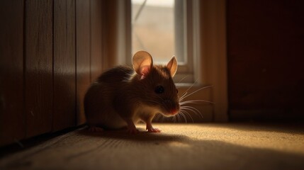 Obraz premium Tiny domestic mouse generated with Generative AI technology