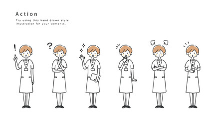 女性看護師の表情セット