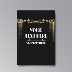 Art Deco luxury template golden black A4 page, menu, card, invitation