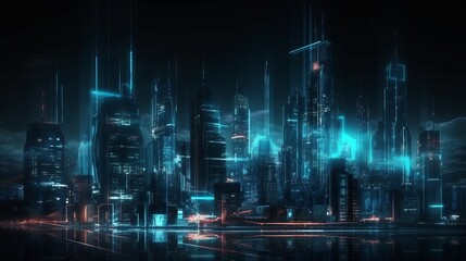 Fototapeta na wymiar Night city Cyberpunk landscape concept. AI generated