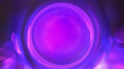 Neon Circle. Futuristic magic glass ball on the background of neon smoke, copy space
