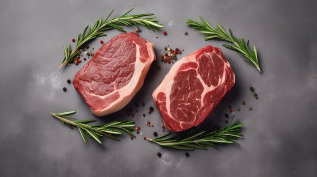 Wagyu steak and rosemary generated with Generative AI technology
