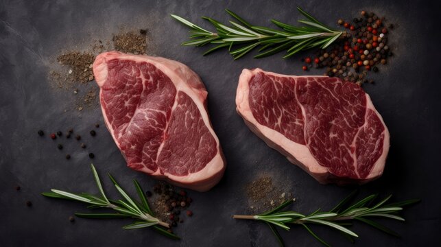 Wagyu steak and rosemary generated with Generative AI technology
