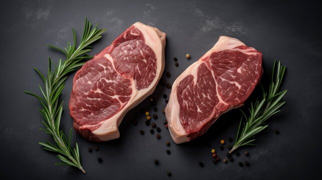 Wagyu steak and rosemary generated with Generative AI technology
