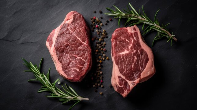 Wagyu steak and rosemary generated with Generative AI technology
