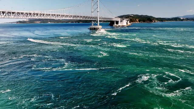 鳴門大橋の渦潮をドローンで空撮